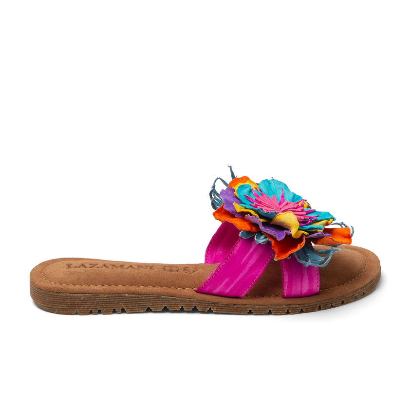 Zinnia Dames Slippers Leer Fuxia