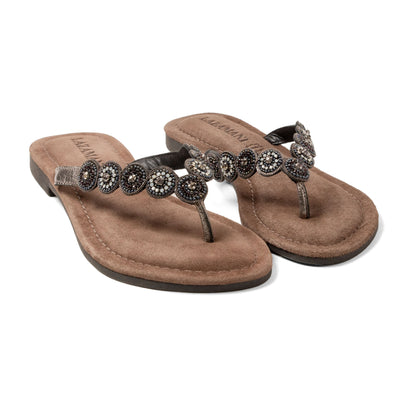 Lea Dames Slippers Leer Pewter