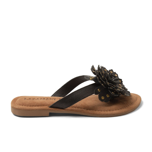 Kira Dames Teenslippers Leer Black Kira Dames Teenslippers Leer Black