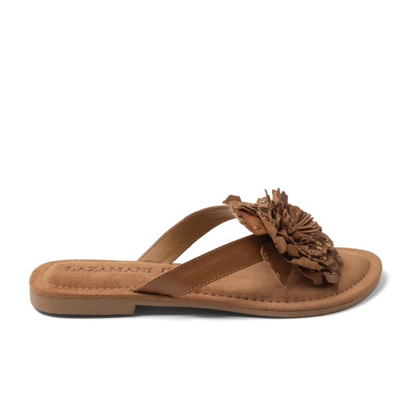 Kira Dames Teenslippers Leer Tan Kira Dames Teenslippers Leer Tan