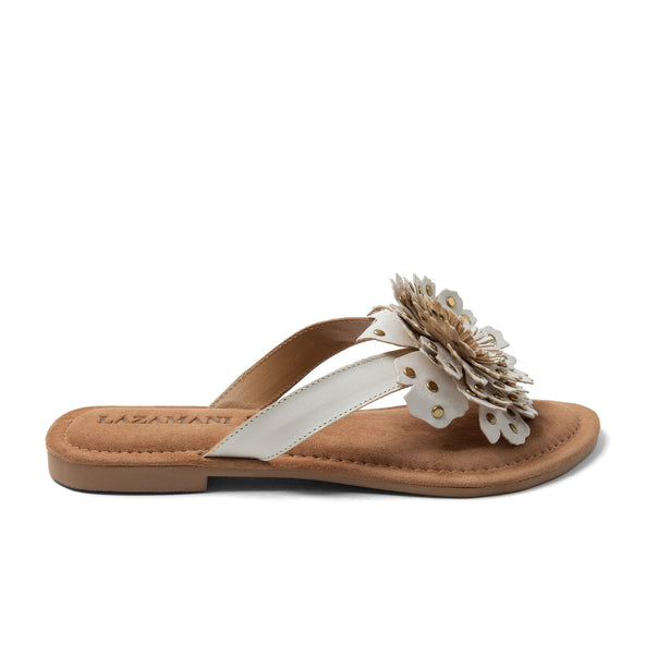 Kira Dames Teenslippers Leer White Kira Dames Teenslippers Leer White