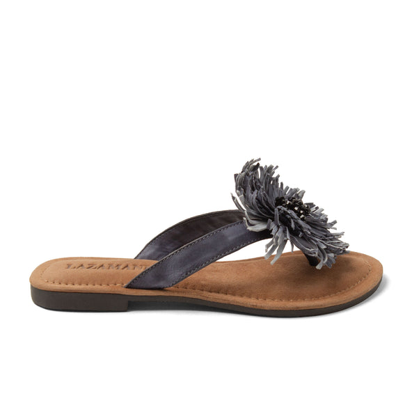 Roza Dames Teenslippers Leer Black Roza Dames Teenslippers Leer Black