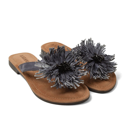 Roza Dames Teenslippers Leer Black