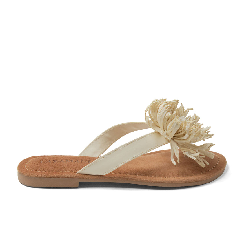 Roza Dames Teenslippers Leer Offwhite