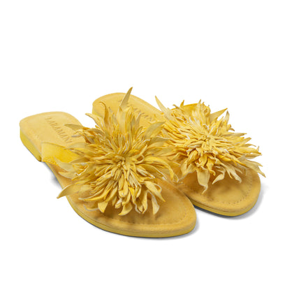 Cynthia Dames Teenslippers Leer Yellow