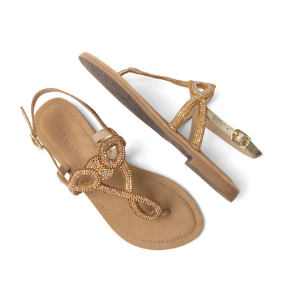 Luus Dames Sandalen Leer Gold