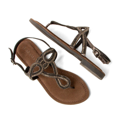 Luus Dames Sandalen Leer Pewter