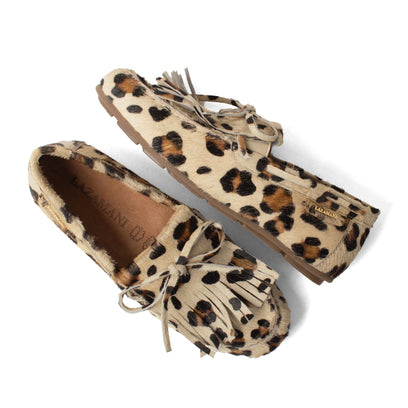 Billy Dames Mocassins Leer Leopard
