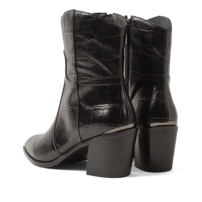 Ot Dames Enkellaarsjes Leer Black