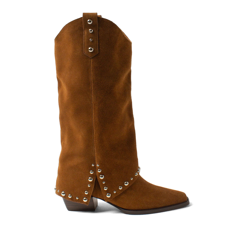 Jane Dames Laarzen Suede Cognac