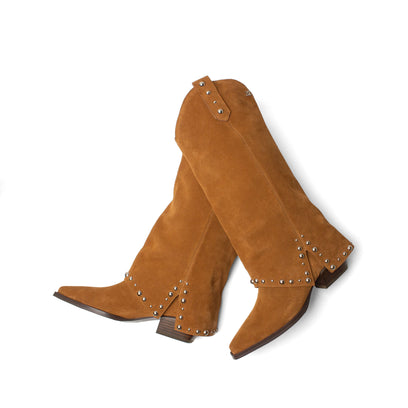 Jane Dames Laarzen Suede Cognac