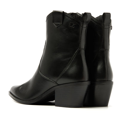 Ambre Dames Enkellaarsjes Leer Black