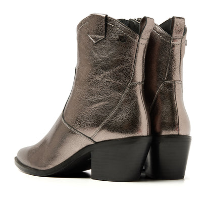 Ambre Dames Enkellaarsjes Leer Pewter