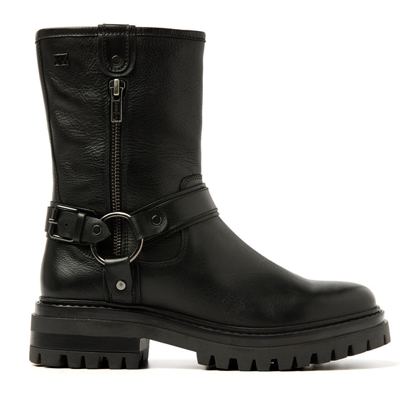 Merle Dames Biker Boots Leer Black Merle Dames Biker Boots Leer Black