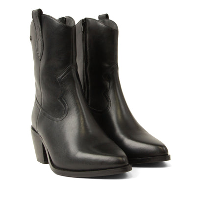 Lu Dames Cowboy Laarzen Leer Black