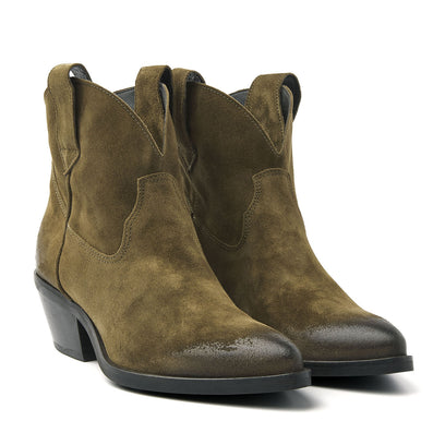 Gigi Dames Enkellaarsjes Suede Green