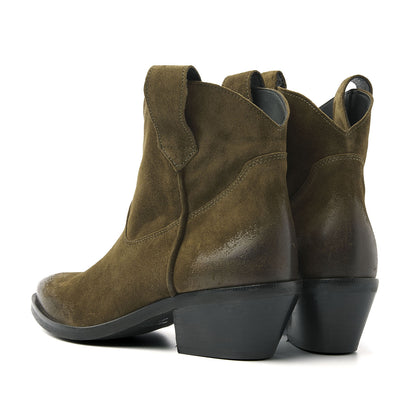 Gigi Dames Enkellaarsjes Suede Green