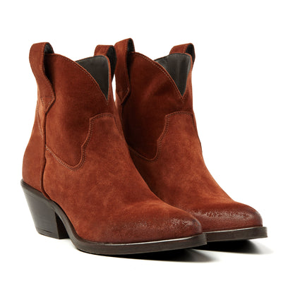 Gigi Dames Enkellaarsjes Suede Rust