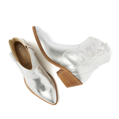 Arianna Leren Dames Enkellaarsjes Silver