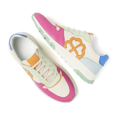 Madrid Leren Dames Sneakers Fuxia