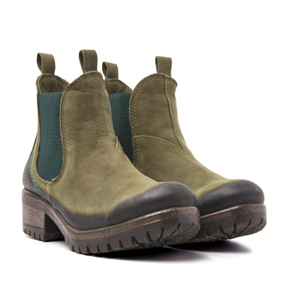 Lia Dames Chelsea Boots Leer Green