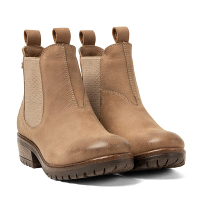 Lia Dames Chelsea Boots Leer Taupe