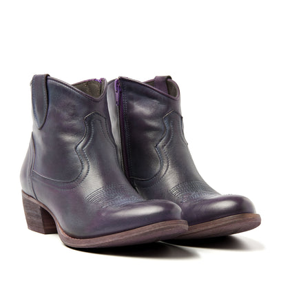 Fleur Dames Western Boots Leer Purple