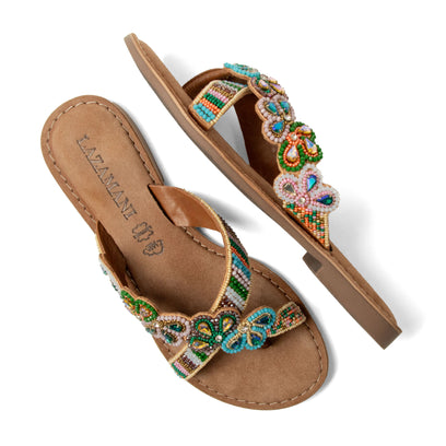 Perla Dames Slippers Leer Multi
