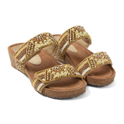 Sol Dames Slippers Leer Beige