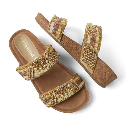 Sol Dames Slippers Leer Beige