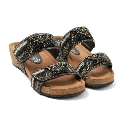 Sol Dames Slippers Leer Black
