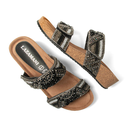 Sol Dames Slippers Leer Black