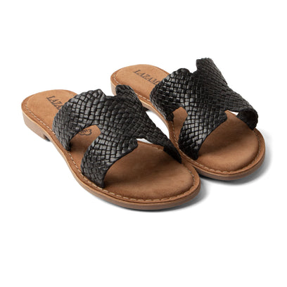 Flor Dames Slippers Leer Black
