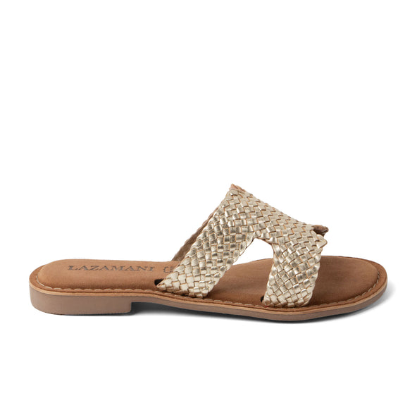 Flor Dames Slippers Leer Gold Flor Dames Slippers Leer Gold