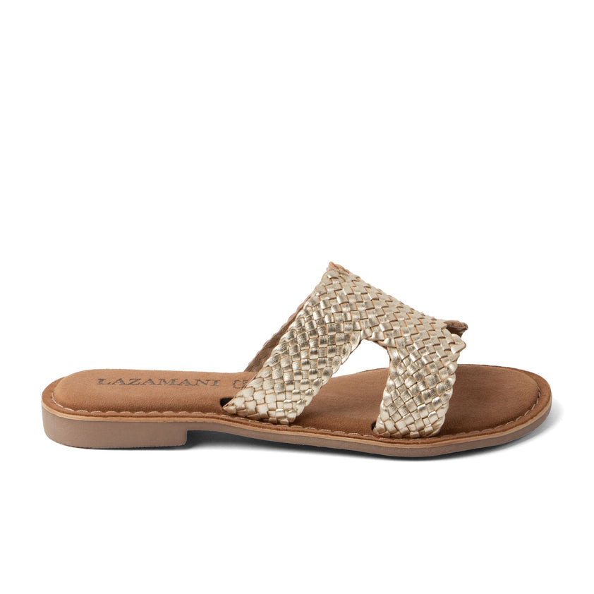 Flor Dames Slippers Leer Gold