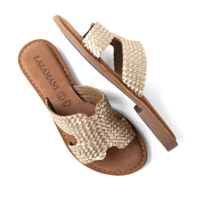 Flor Dames Slippers Leer Gold