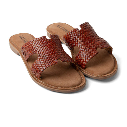 Flor Dames Slippers Leer Tan