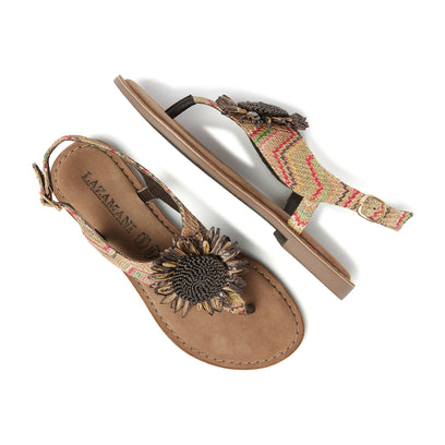 Dames Sandalen Raffia 75.120 Brown