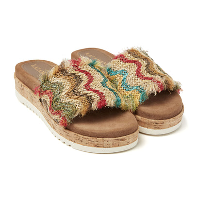 Violet Raffia Dames Slippers Taupe