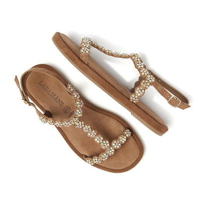 Dames Sandalen Leer 75.859 Taupe