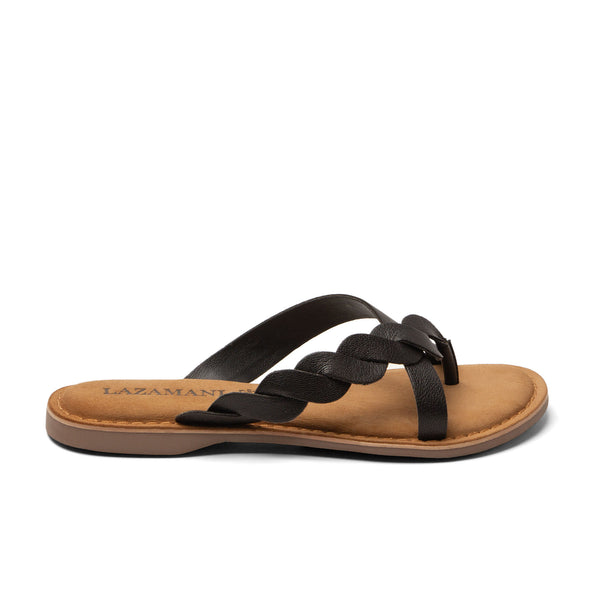 Avi Dames Teenslippers Leer Black Avi Dames Teenslippers Leer Black