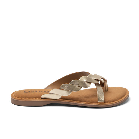 Avi Dames Teenslippers Leer Gold Avi Dames Teenslippers Leer Gold