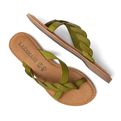 Avi Dames Teenslippers Leer Green