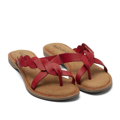 Avi Dames Teenslippers Leer Red