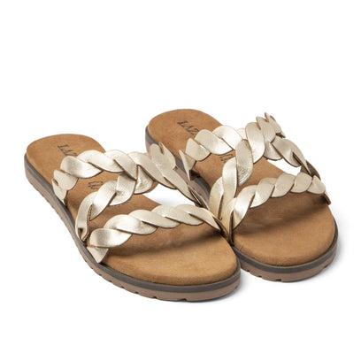 Edsi Dames Slippers Leer Gold