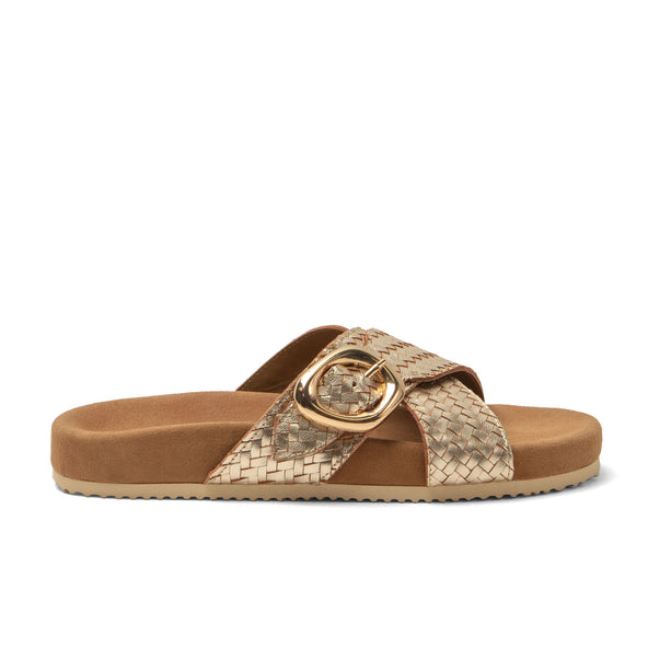 Kaja Dames Slippers Leer Gold Kaja Dames Slippers Leer Gold