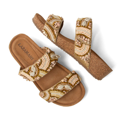 Dagmar Dames Slippers Leer Beige