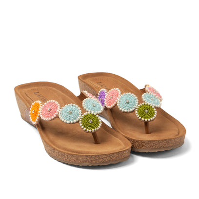 Mare Dames Teenslippers Leer Multi
