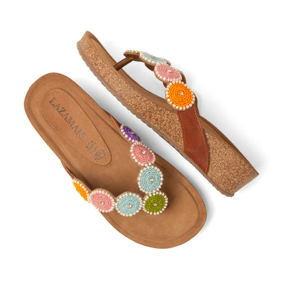 Mare Dames Teenslippers Leer Multi