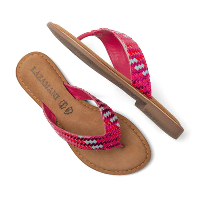 Tess Dames Teenslippers Leer Fuxia